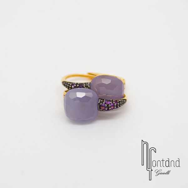 Pomellato Orecchini collezione CAPRI in oro rosa 18kt giada e ametiste
